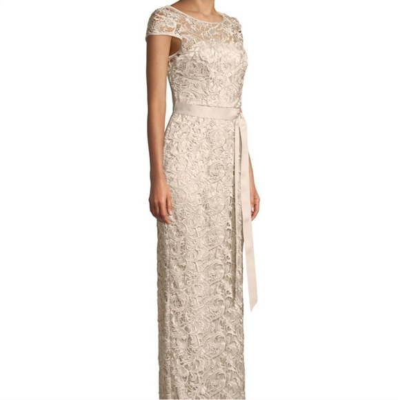 Adrianna PapellCap-Sleeve Illusion Lace Gown Size 14 - Picture 15 of 16